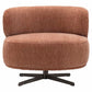 Moderne lounge stoel Lauren in mocha mousse stof met swivel basis.