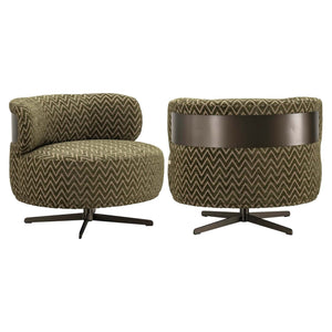 Lounge stoel Lauren moss chevron swivel met ronde vorm en modern design.