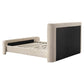 Beige chevron bed divana met zwart hoofdbord 160x200.