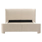 Beige chevron beddivana 160x200 met hoofdbord en frame.