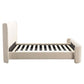 Beige chevron beddivana 160x200 met hoofdborden en lattenbodem.