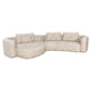 Lichte beige softweave lounge bank met kussens voor woonkamer.