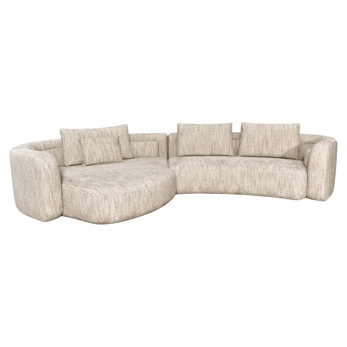 Lichte beige softweave lounge bank met kussens voor woonkamer.
