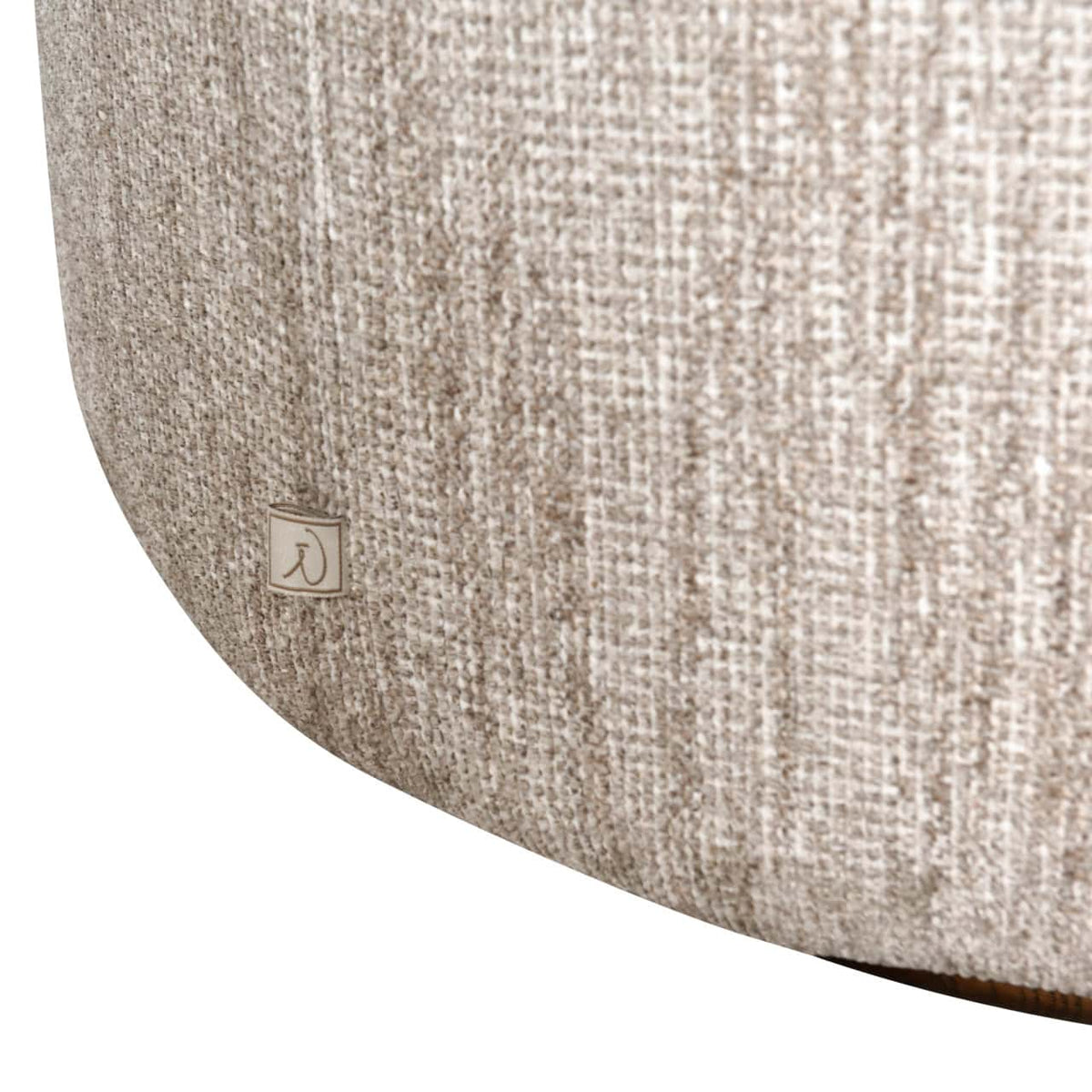 Licht beige softweave stof met brandvertragende eigenschappen.