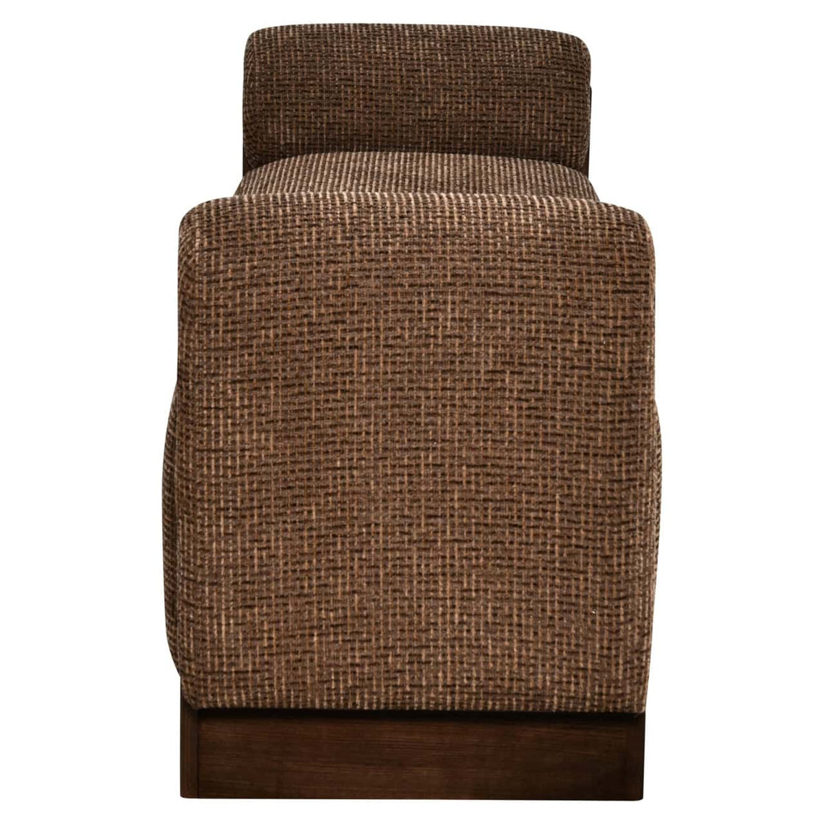 Bank Winslov brown blockweave stoel met houten onderstel.