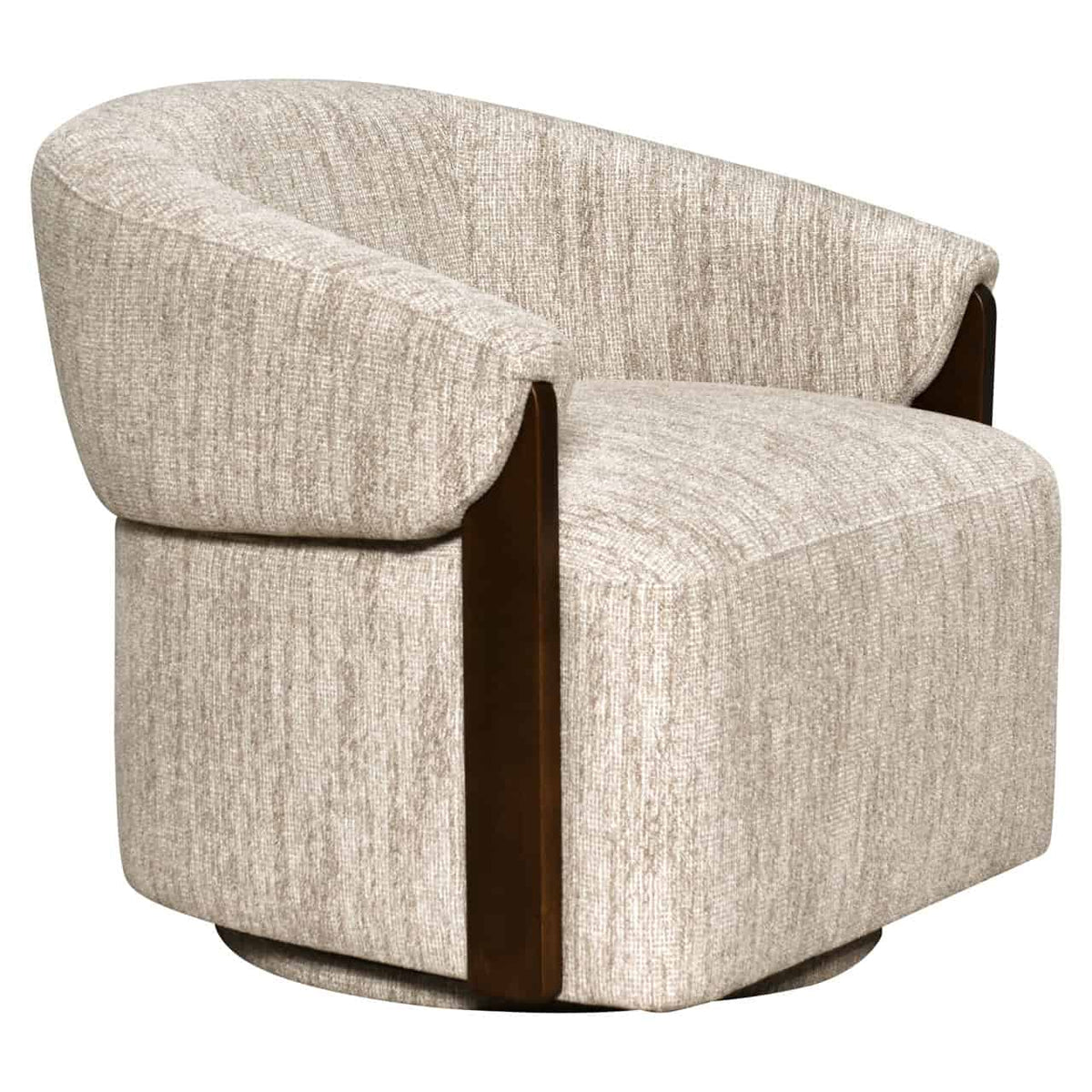 Lounge stoel Marina in natuurlijke softweave met houten details.