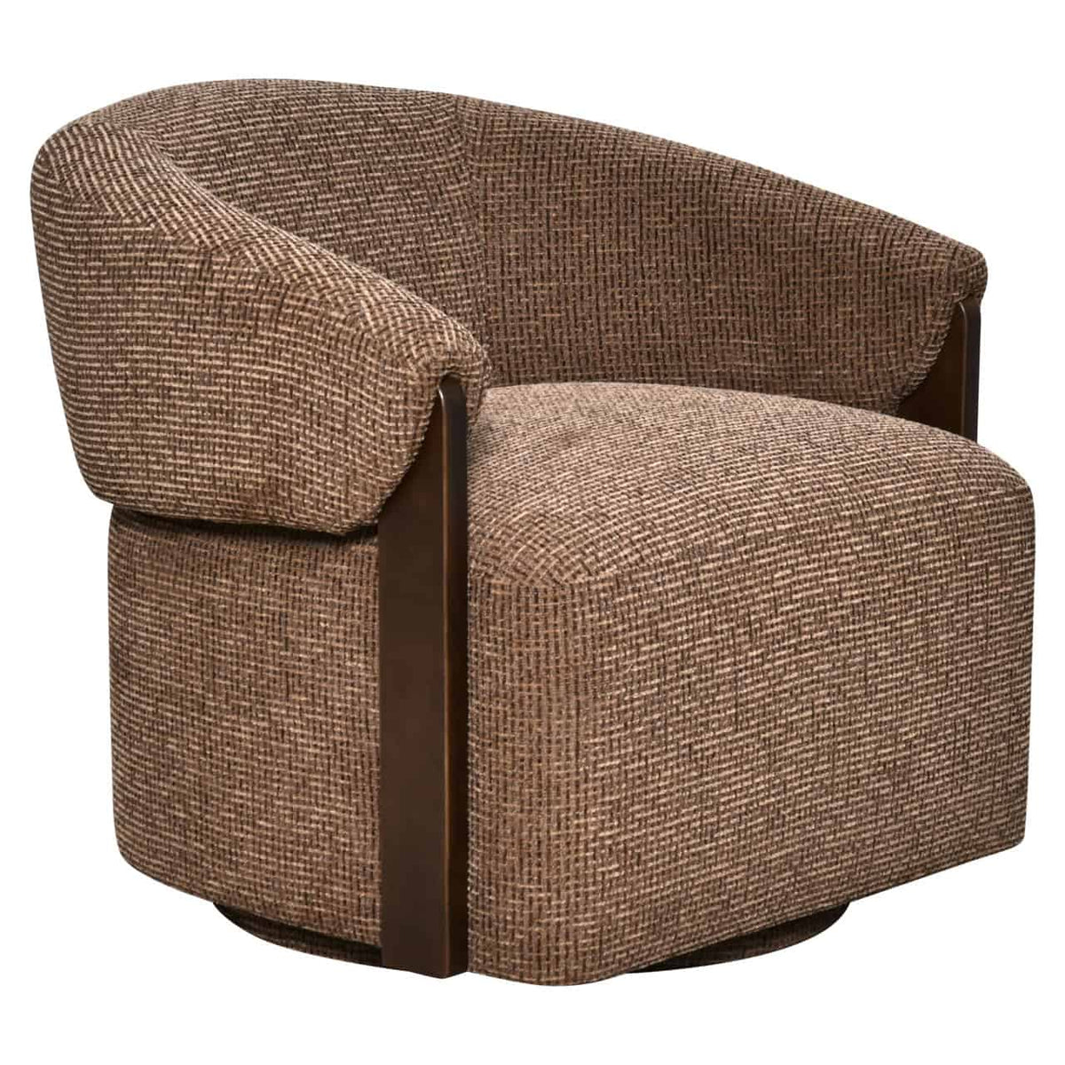 Comfortabele Marina lounge stoel in bruin blockweave stof.