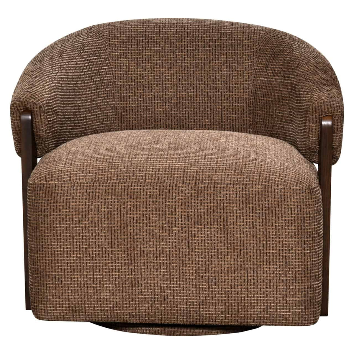 Comfortabele Marina lounge stoel in bruin blockweave stof.