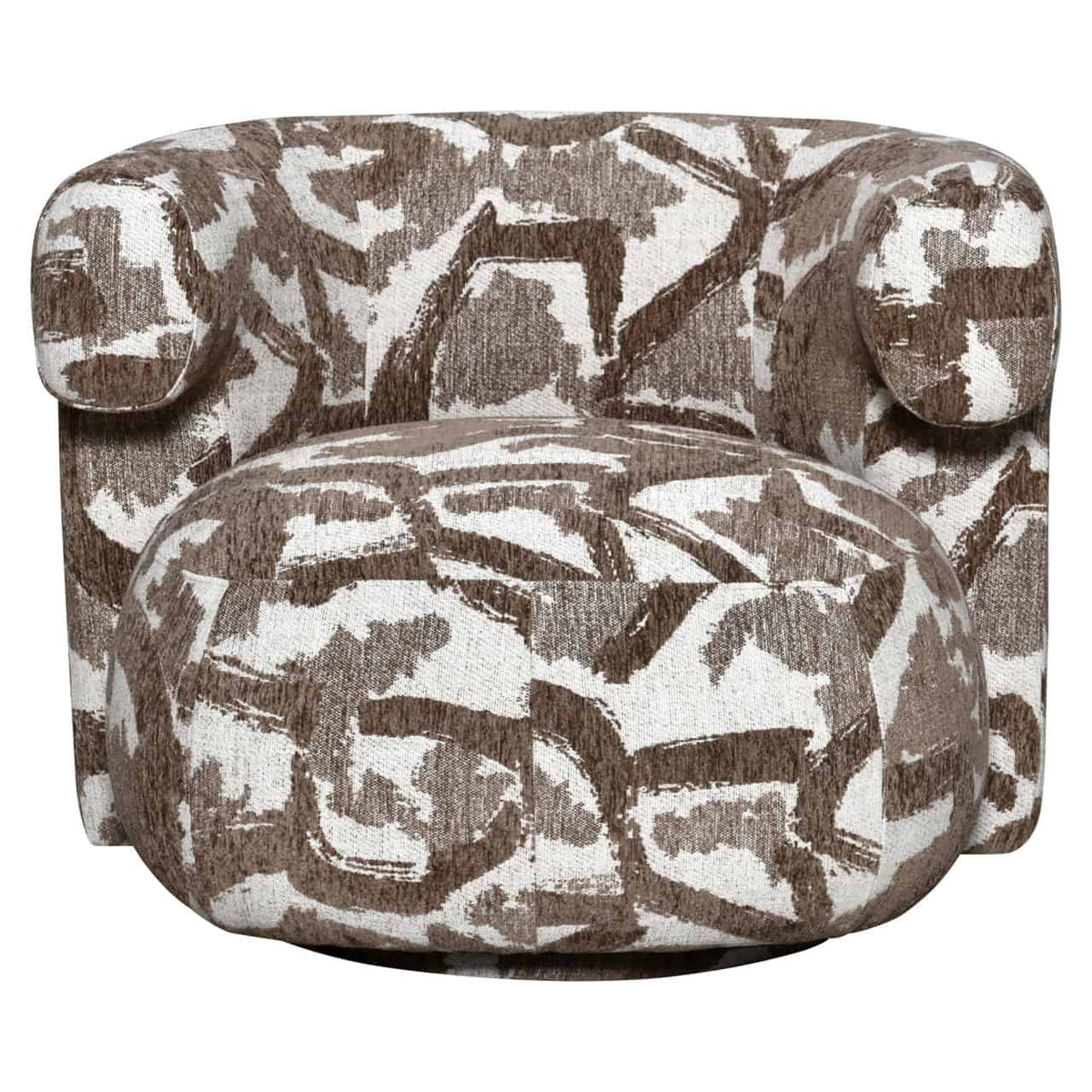 Lounge stoel Talley in bruin met nature patroon, draaibaar en comfortabel.