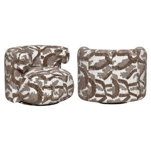 Lounge stoel Talley met bruin nature patroon, draaibaar en comfortabel.