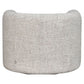 Comfortabele cream tweed lounge stoel met ronde vorm en hoge rugleuning.