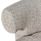 Luxe cream tweed lounge stoel met swivelfunctie en comfortabele armleuningen.