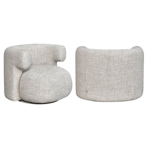 Lounge stoel Talley in cream tweed, modern design, comfortabele zit.