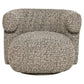 Moderne lounge stoel Talley in cobblestone stof, swivel ontwerp.