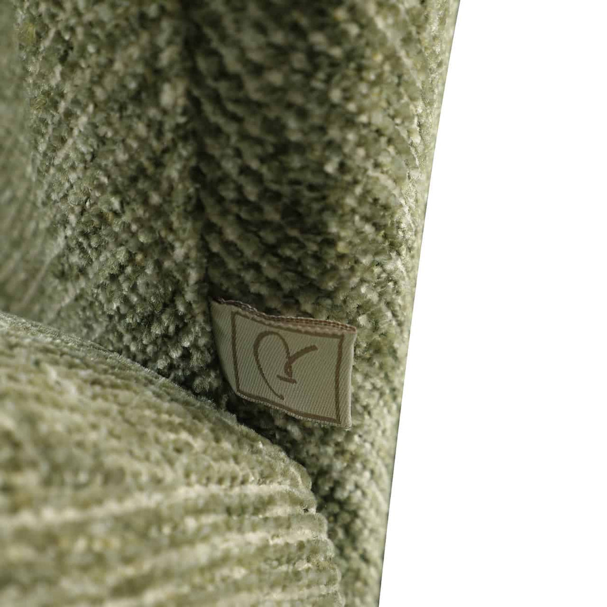 Close-up van de pistache softweave swivel eetkamerstoel.