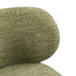 Close-up van de pistache softweave stof op de Amely eetkamerstoel.