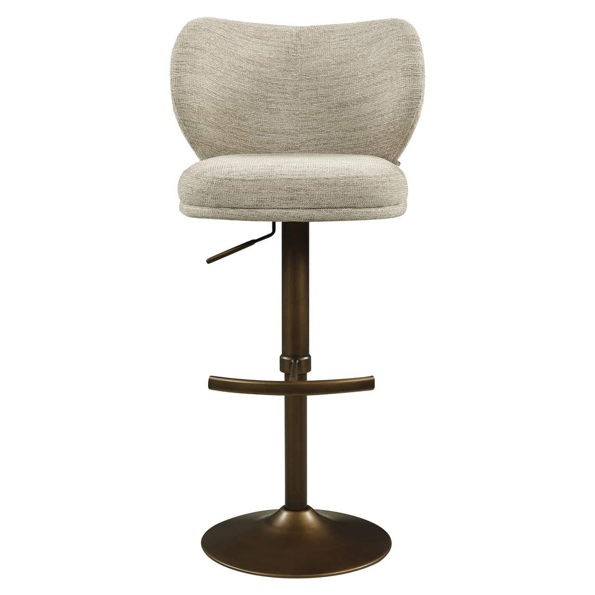 Moderne barstoel Amely met natuurlijke stoffen bekleding en draaifunctie.