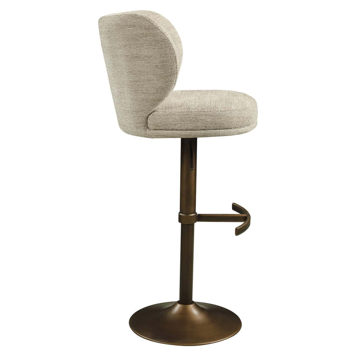Moderne barstoel Amely met zachte bekleding en draaibare functie.