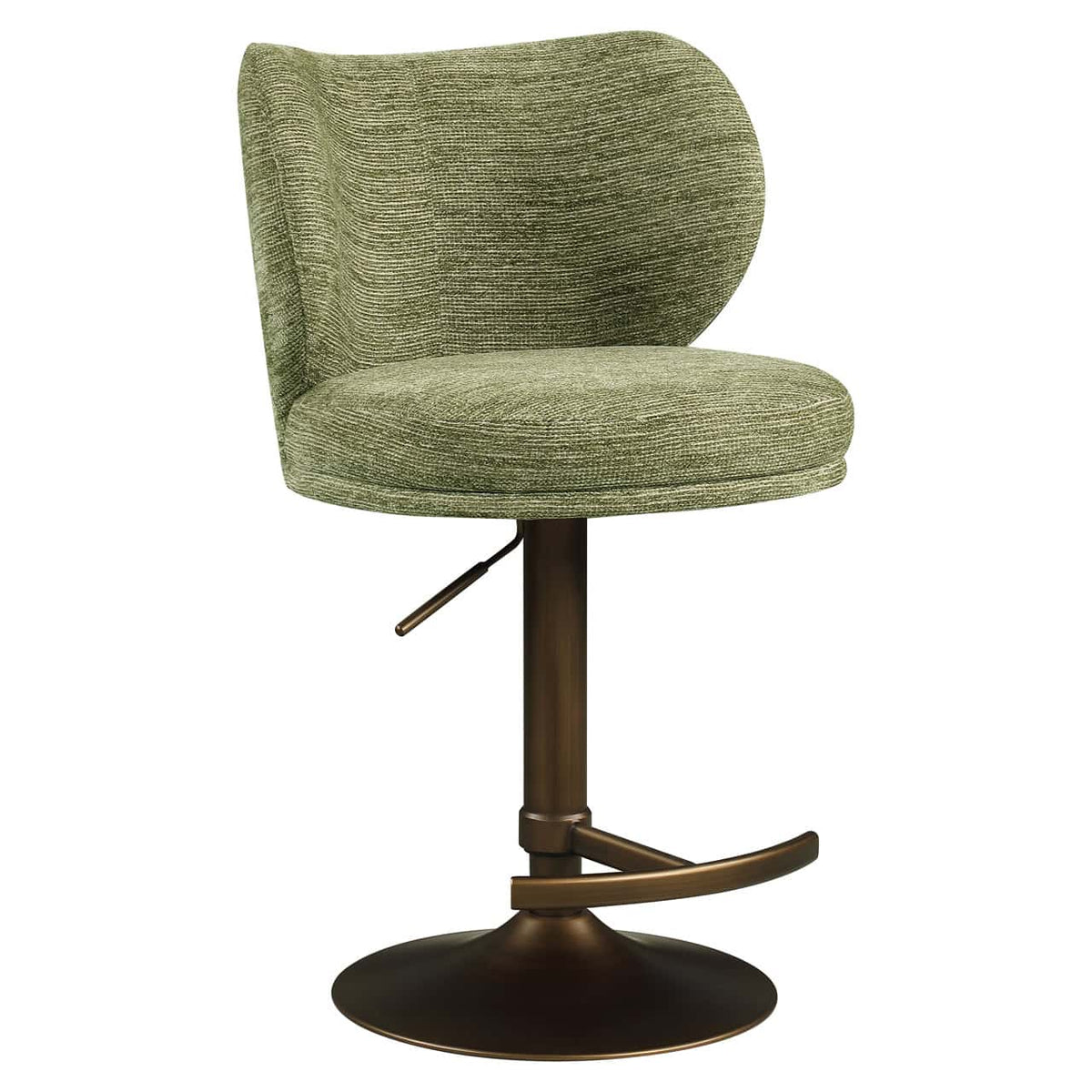 Pistache groene barstoel Amely met draaifunctie en voetsteun.