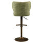 Pistachegroene barstoel Amely met draaifunctie en zachte bekleding.