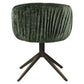 Groene velvet eetkamerstoel met draaibaar onderstel.