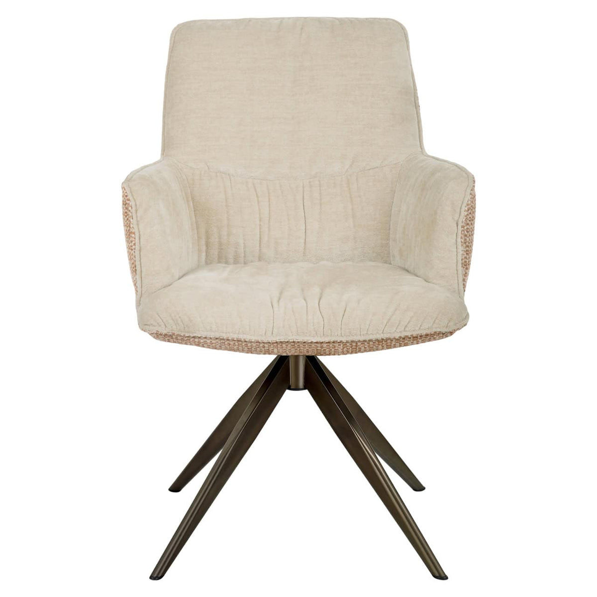 Eetkamerstoel Chase met ginger jacquard stof en draaibare basis.