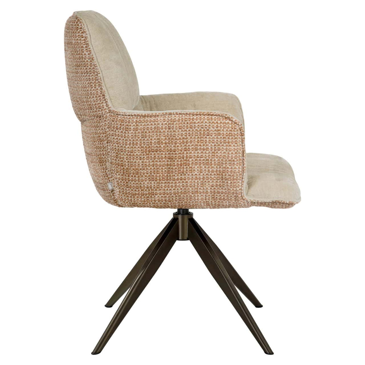 Eetkamerstoel Chase met ginger jacquard bekleding en draaibare functie.