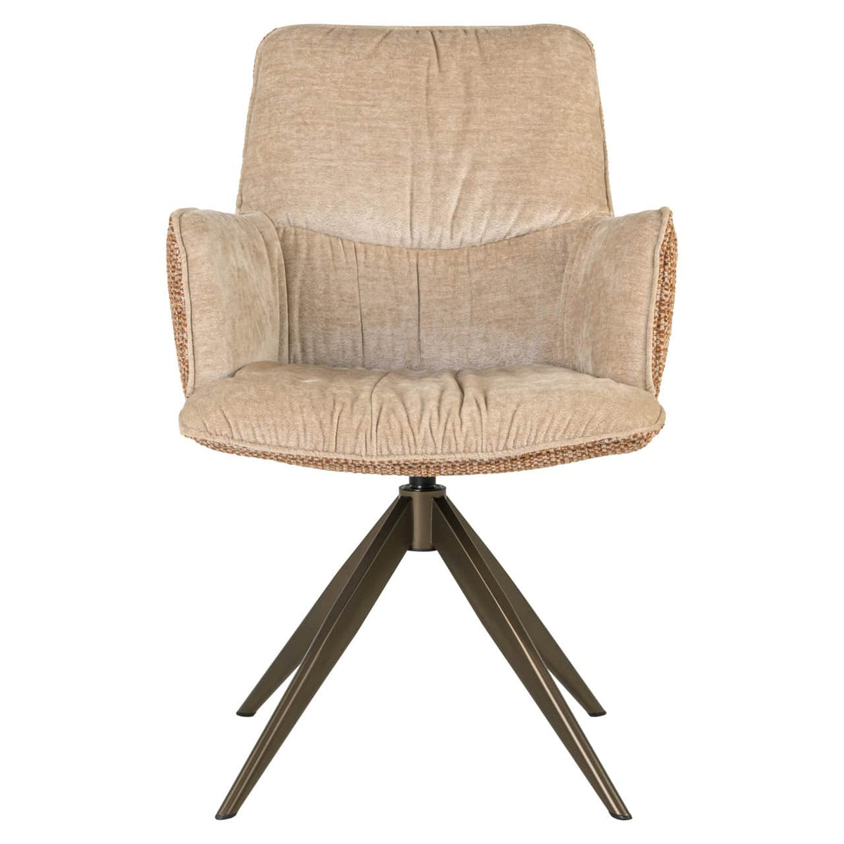 Comfortabele eetkamerstoel Chase met ginger jacquard stof en draaibare basis.