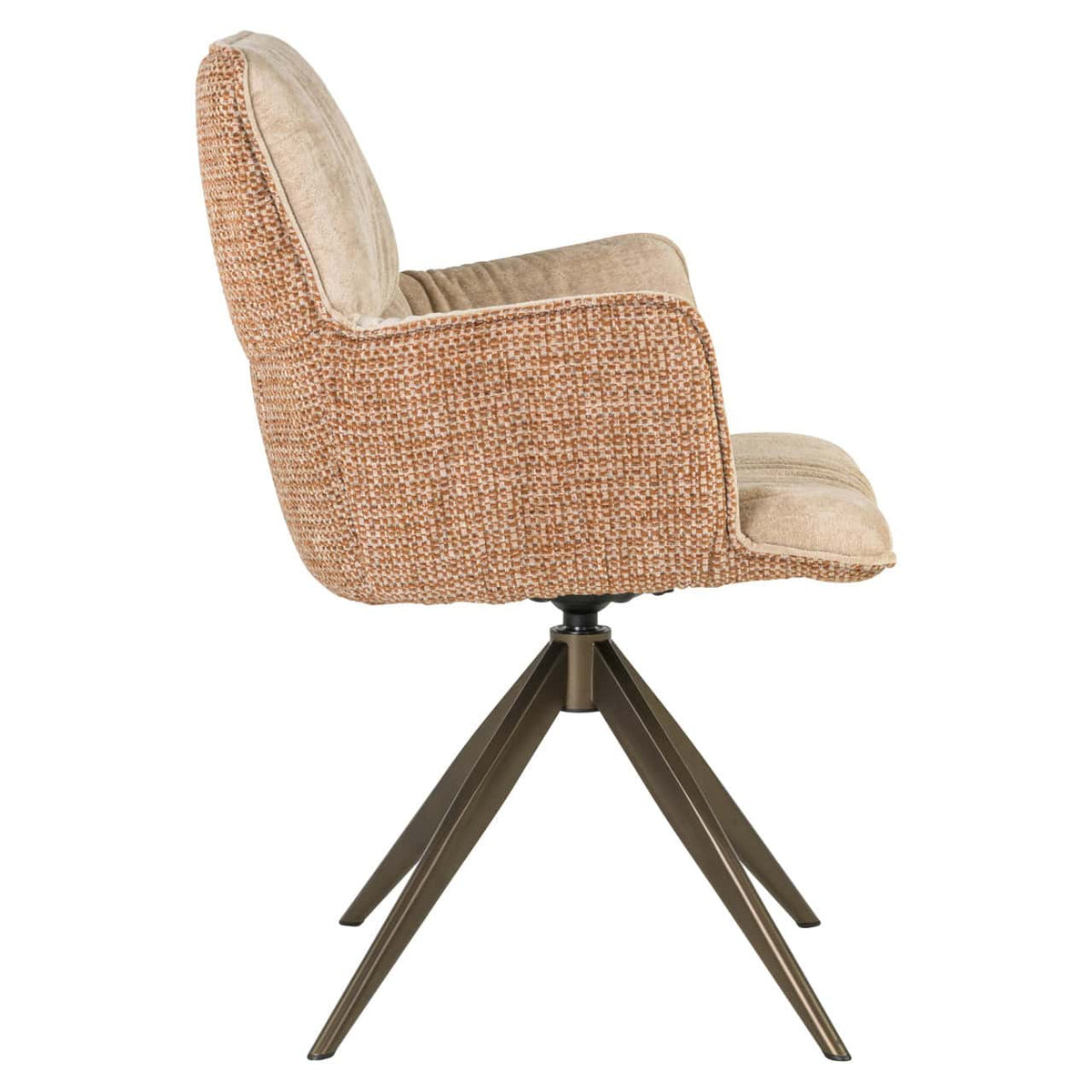 Eetkamerstoel Chase met ginger jacquard bekleding en draaibaar onderstel.