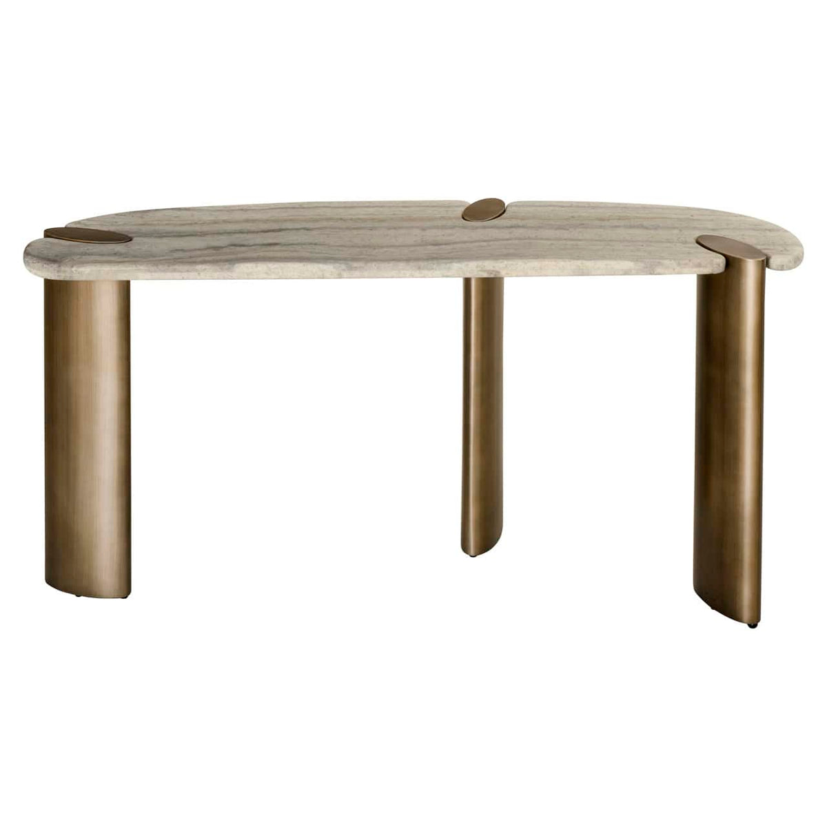 Moderne console tafel in grijs en hout, perfect voor interieurdecoratie.