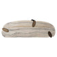 Moderne Console Arcadia in grijs marmer met houten details.