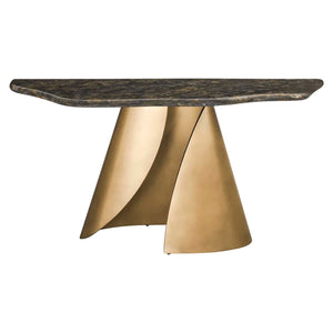 Elegante zwarte console Goldman met gouden basis voor modern interieur.