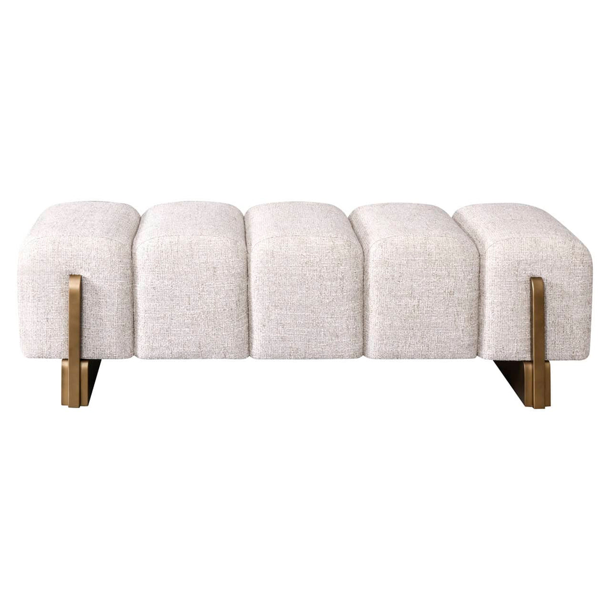 Luxe bank Caleo in cream tweed met gouden details.