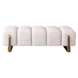 Luxe bank Caleo in cream tweed met gouden details.