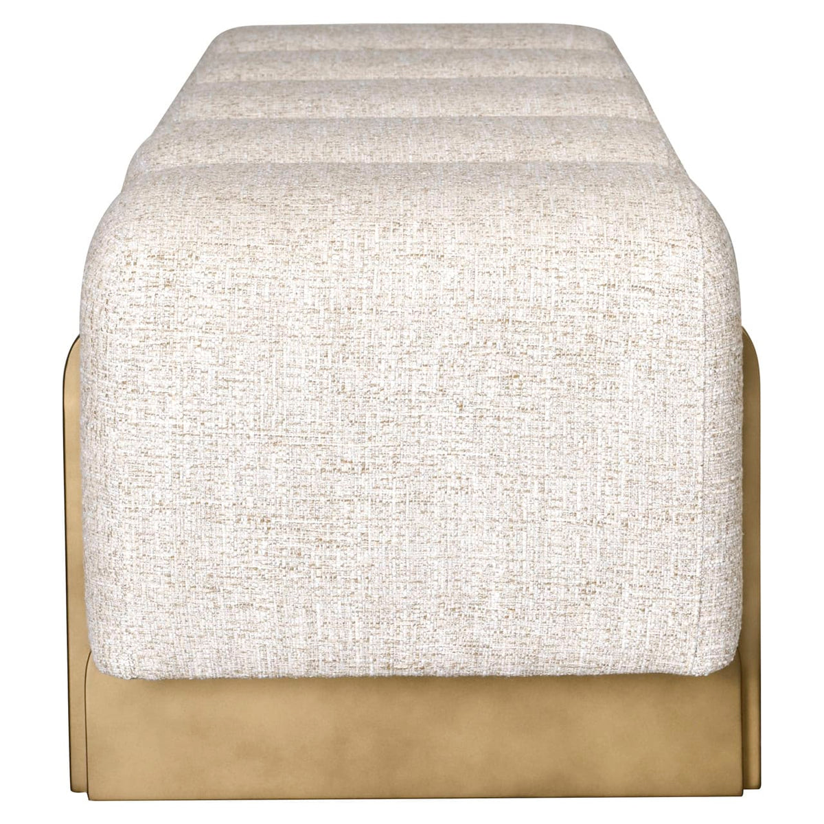 Bank Caleo bank met crème tweed bekleding en gouden poten.