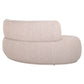 Sorrobon eetkamer bank met ronde vorm en beige bekleding.