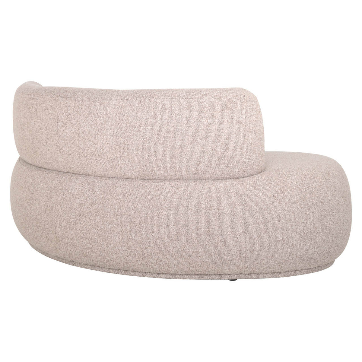Sorrobon eetkamer bank met ronde vorm en beige bekleding.