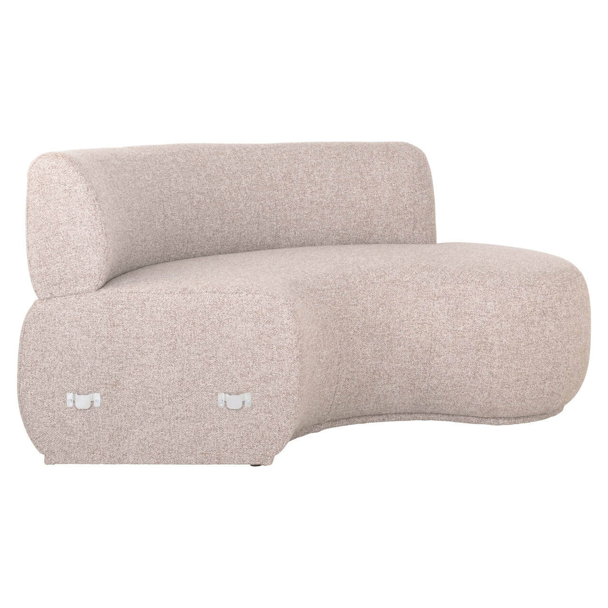 Op maat gemaakte Sorrobon eettafelbank met ronde vorm en beige bekleding.