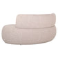 Eetkamerbank Sorrobon met ronde vorm en beige bekleding.