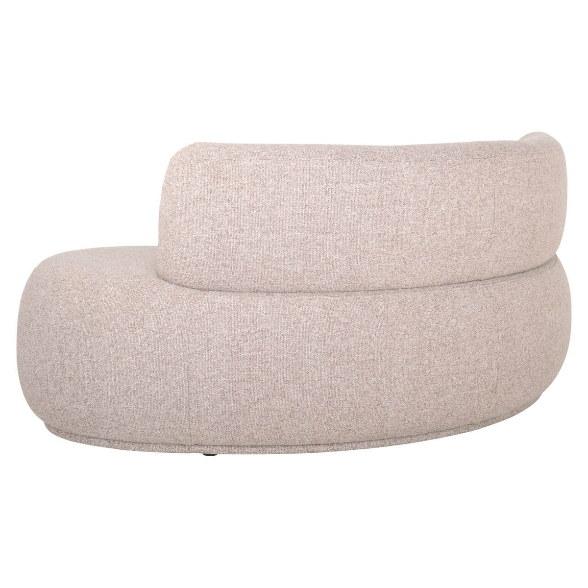 Eetkamerbank Sorrobon met ronde vorm en beige bekleding.