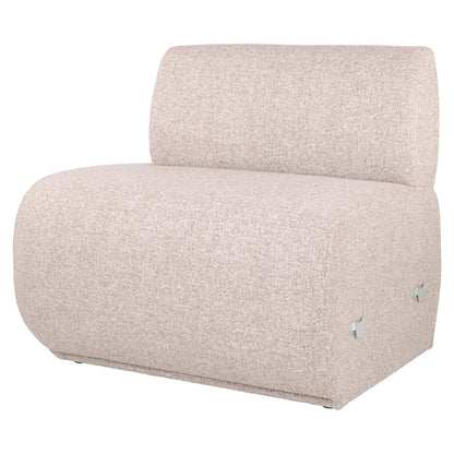 Sorrobon eetkamer bank met rechte open end links, beige stof.