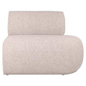 Sorrobon eetkamerbank met rechte open end in beige stof.
