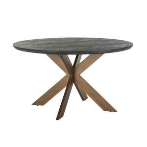 Blackbone Étkezőasztal – fekete/rusztikus, sárgaréz, 140 cm