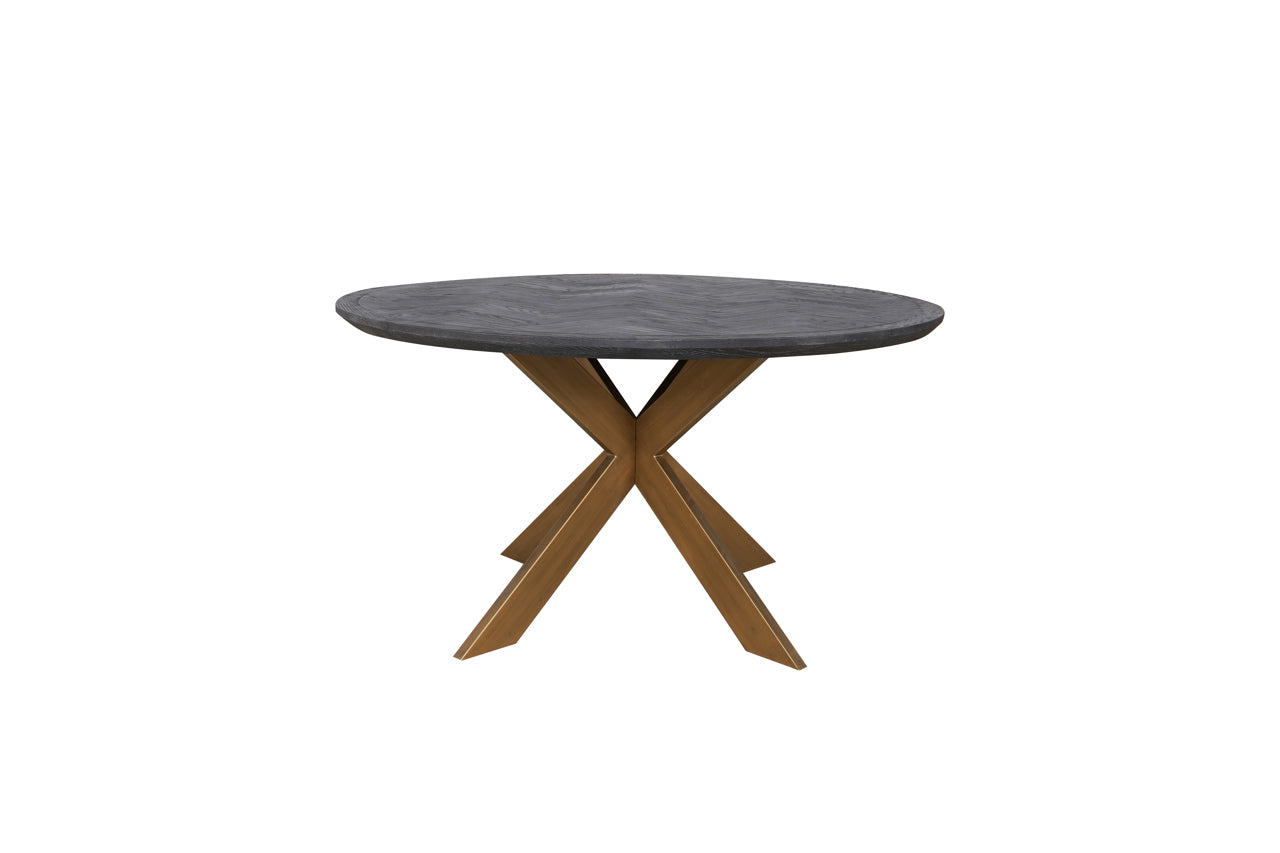 Blackbone Étkezőasztal – fekete/rusztikus, sárgaréz, 140 cm