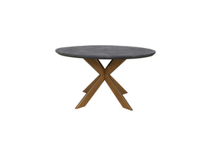 Blackbone Étkezőasztal – fekete/rusztikus, sárgaréz, 140 cm