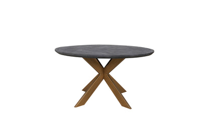 Blackbone Étkezőasztal – fekete/rusztikus, sárgaréz, 140 cm